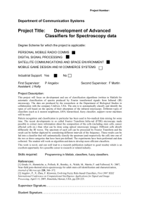 Development of Advanced Classifiers for Spectroscopy data