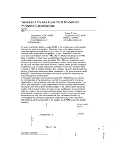 Gaussian Process Dynamical Models for Phoneme Classiﬁcation