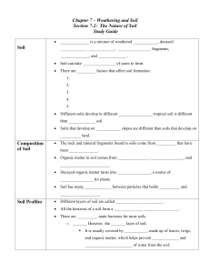 Chapter 7 – Weathering and Erosion