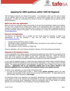 Applying for ASO2 positions within TAFE SA Regional TAFE SA