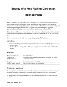 Energy of a Free Rolling Cart on an Inclined Plane