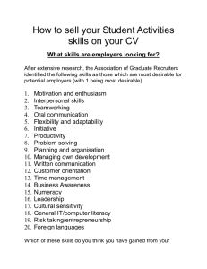 How to sell your Student Activities skills on your CV What skills are