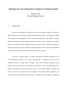 Digitizing and transcribing a corpus of Catalonian - E