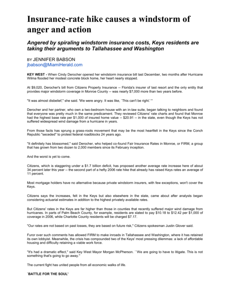 Insurance rate Hike Causes A Windstorm Of Anger And Action