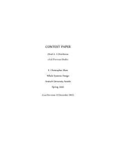 Context Paper (Draft 5: Distillation of all