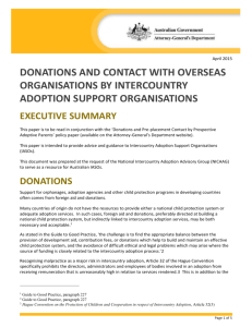 Donations and contact by intercountry adoption support organisations