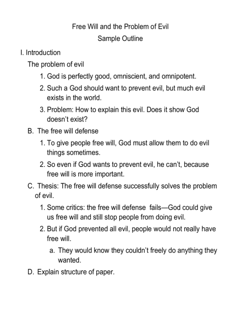 essay question on problem of evil