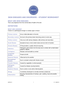 SKIN DISEASES AND DISORDERS – STUDENT WORKSHEET