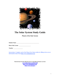 The Planets Handout (Download Only)