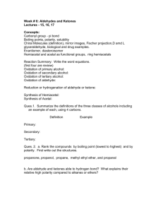 Homework # 5 Aldehydes and Ketones