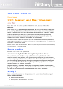 Exam focus: OCR: Nazism and the Holocaust