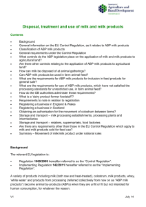 Guidance note on the disposal, treatment and use of milk and milk