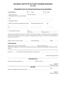 Requisition Form for Hostel Guest House Accommodation