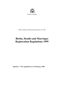 Births, Deaths and Marriages Registration Regulations 1999 - 01