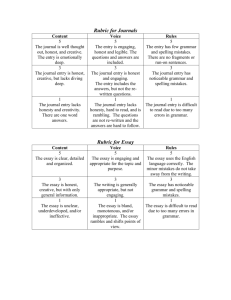 Rubric for Journals and Essays