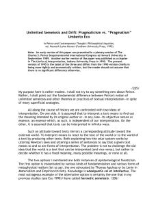 Unlimited Semeiosis and Drift: Pragmaticism vs. `Pragmatism`