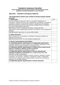Standards for Speciality Training in Paediatrics
