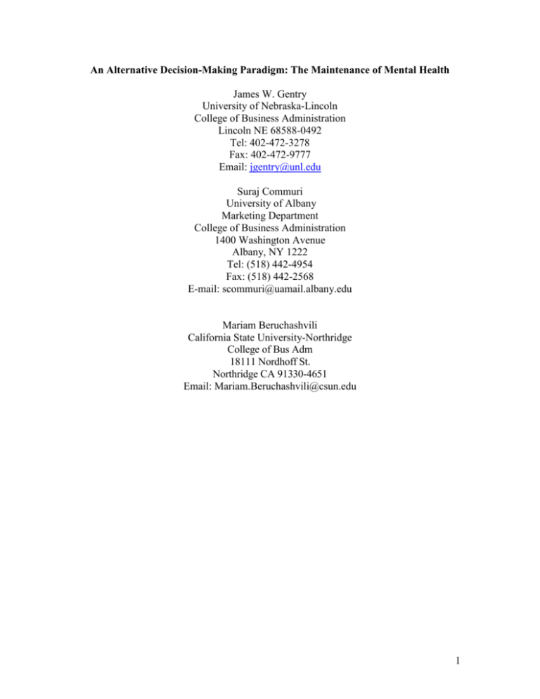 MENTAL HEALTH Association for Consumer Research