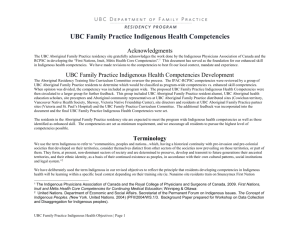 UBC Family Practice Residency Indigenous Health Competencies