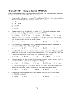 Chemistry 151 – Sample Exam 3 (M/C Part)+