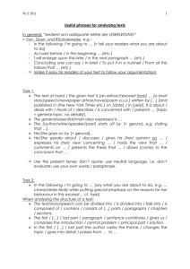 Useful phrases for analysing texts