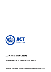 ACT Government Gazette 18 Jul 2013