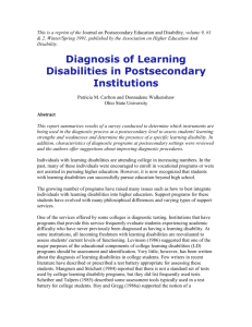 Diagnosis of Learning Disabilities in Postsecondary