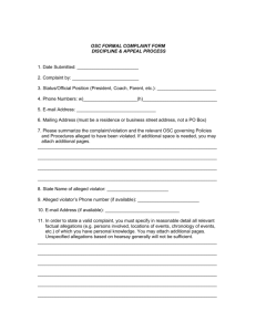 OSC Formal Complaint Form