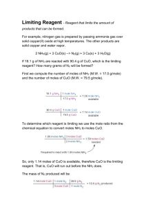 Limiting Reagent - Reagent that limits the amount of
