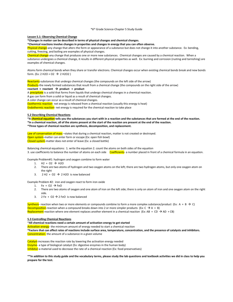 *6th Grade Science-Chapter 5 Study Guide Lesson 5.1: Observing