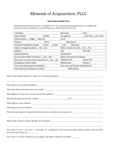 Intake Form - Elements of Acupuncture