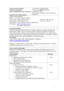 Crop physiology course layout