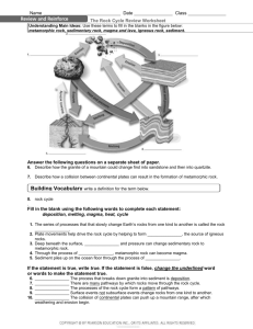 Name Date Class The Rock Cycle Review Worksheet Answer the