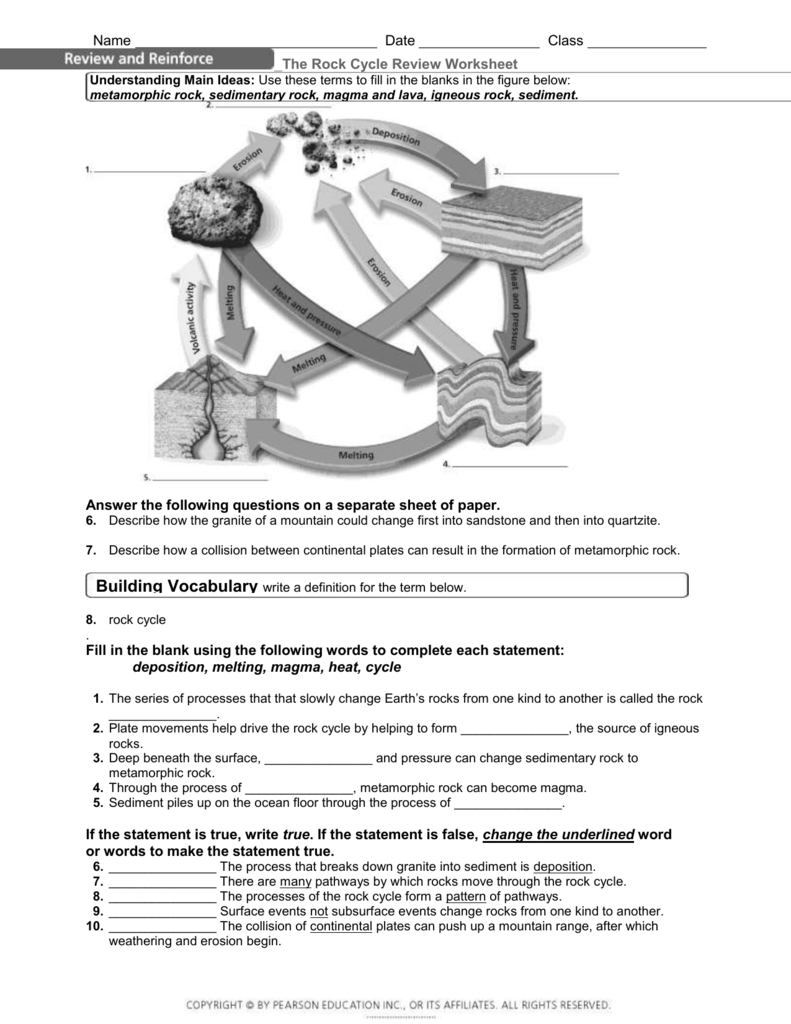 Rock Cycle Worksheet Answers Zipworksheet