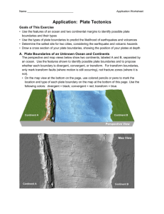 Plate Tectonics Application Worksheet