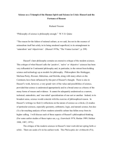 Continental Philosophy of Science: Husserl