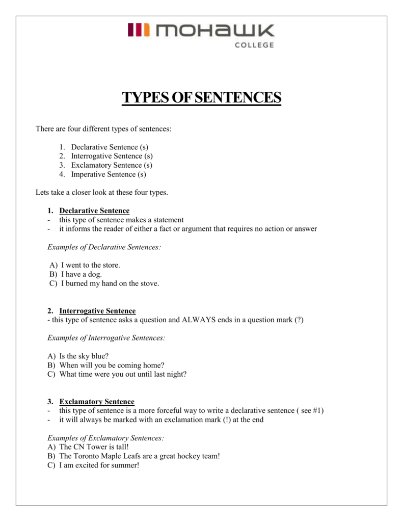 types-of-sentences