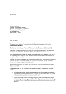 National Archives of Australia submission to FOI Review