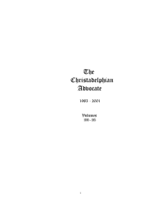 Click Here to - The Christadelphian Advocate
