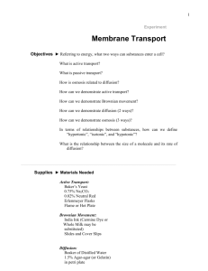 Experiment Membrane Transport