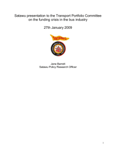 Satawu briefing document on the funding crisis in the bus industry 23