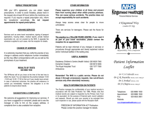 Kingsmead Healthcare Practice Leaflet