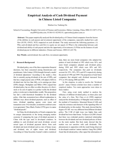 65. Empirical Analysis of Cash Dividend Payment in Chinese Listed