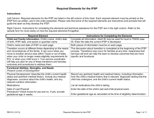 Required Elements for the IFSP - Texas Department of Assistive and