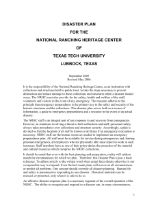 DISASTER PLAN - Texas Tech University Departments