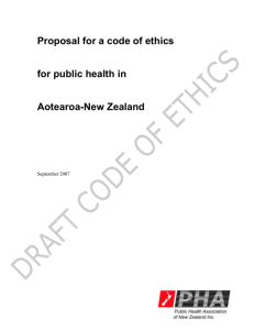 Proposal for a code of ethics for public health in Aotearoa