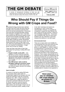 Who Should Pay if Things Go Wrong with GM Crops and Food?