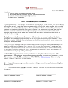 Focus Group Participant Consent Form