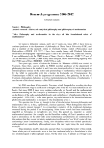 Research programme 2008-2012 - Centre philosophies et rationalités