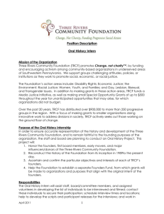 Oral History Internship - Three Rivers Community Foundation